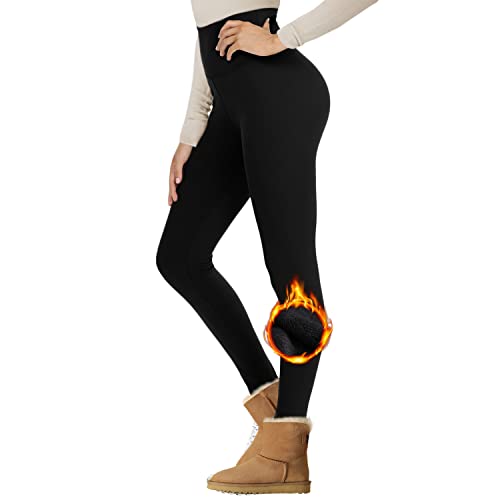 NexiEpoch Fleece Lined Leggings Women - High Waisted Winter Yoga Pants Tummy Control Soft Thermal Warm for Hiking Workout